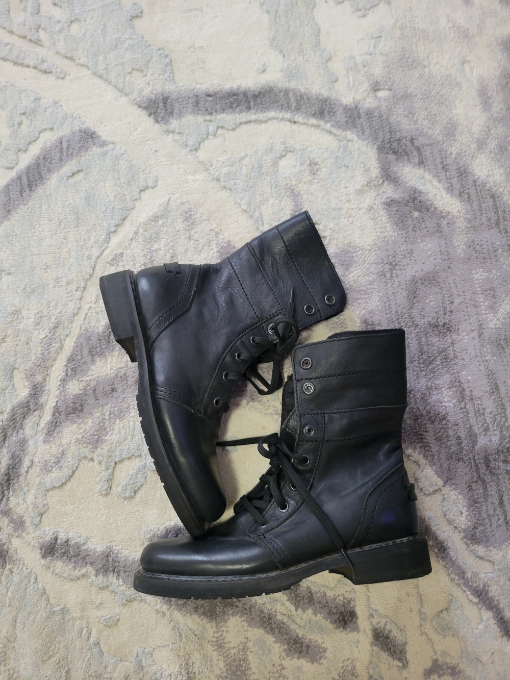 Harley-Davidson Black Leather Lace-Up Motorcycle Women Boots